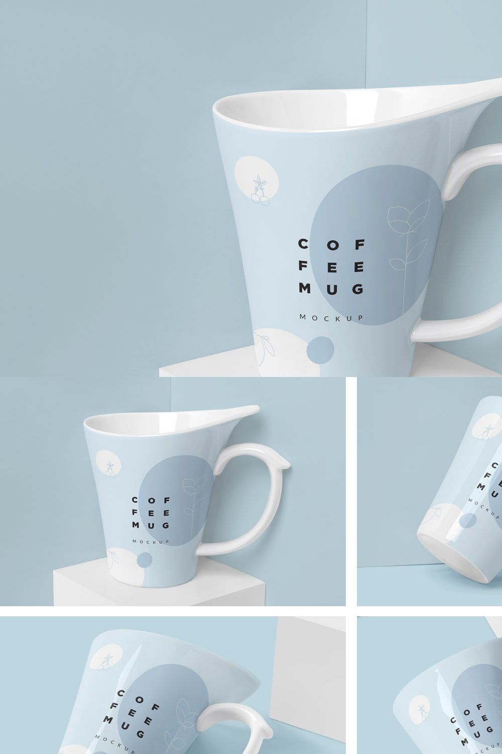 4 Awesome Coffee Mug Mockups pinterest preview image.