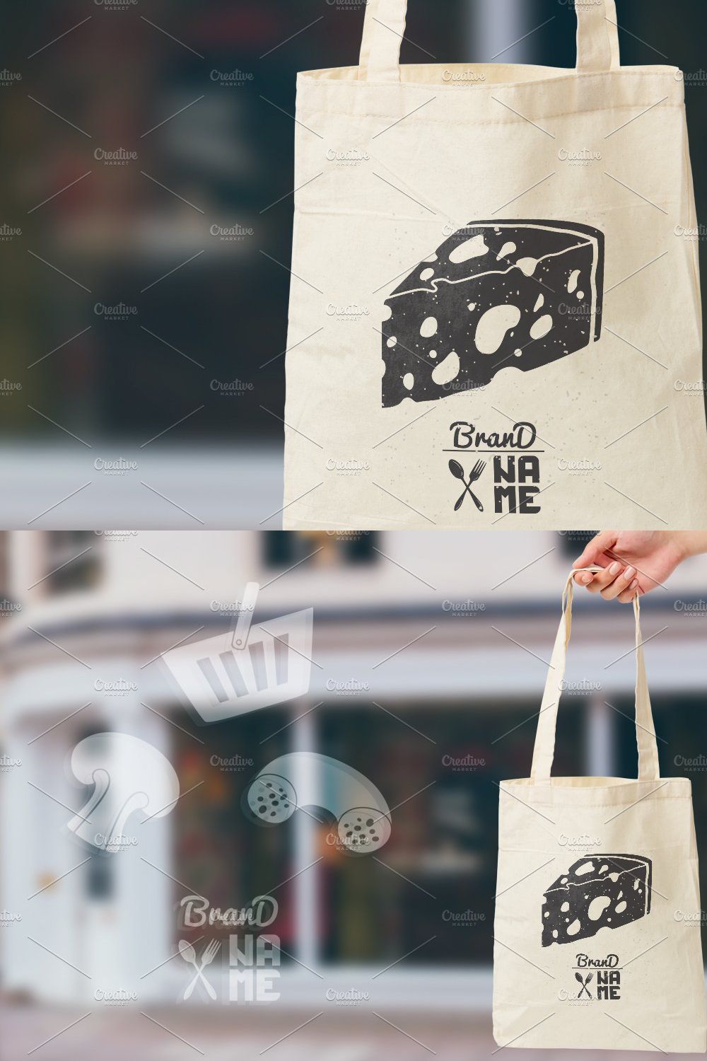 4 Grocery store Logos pinterest preview image.