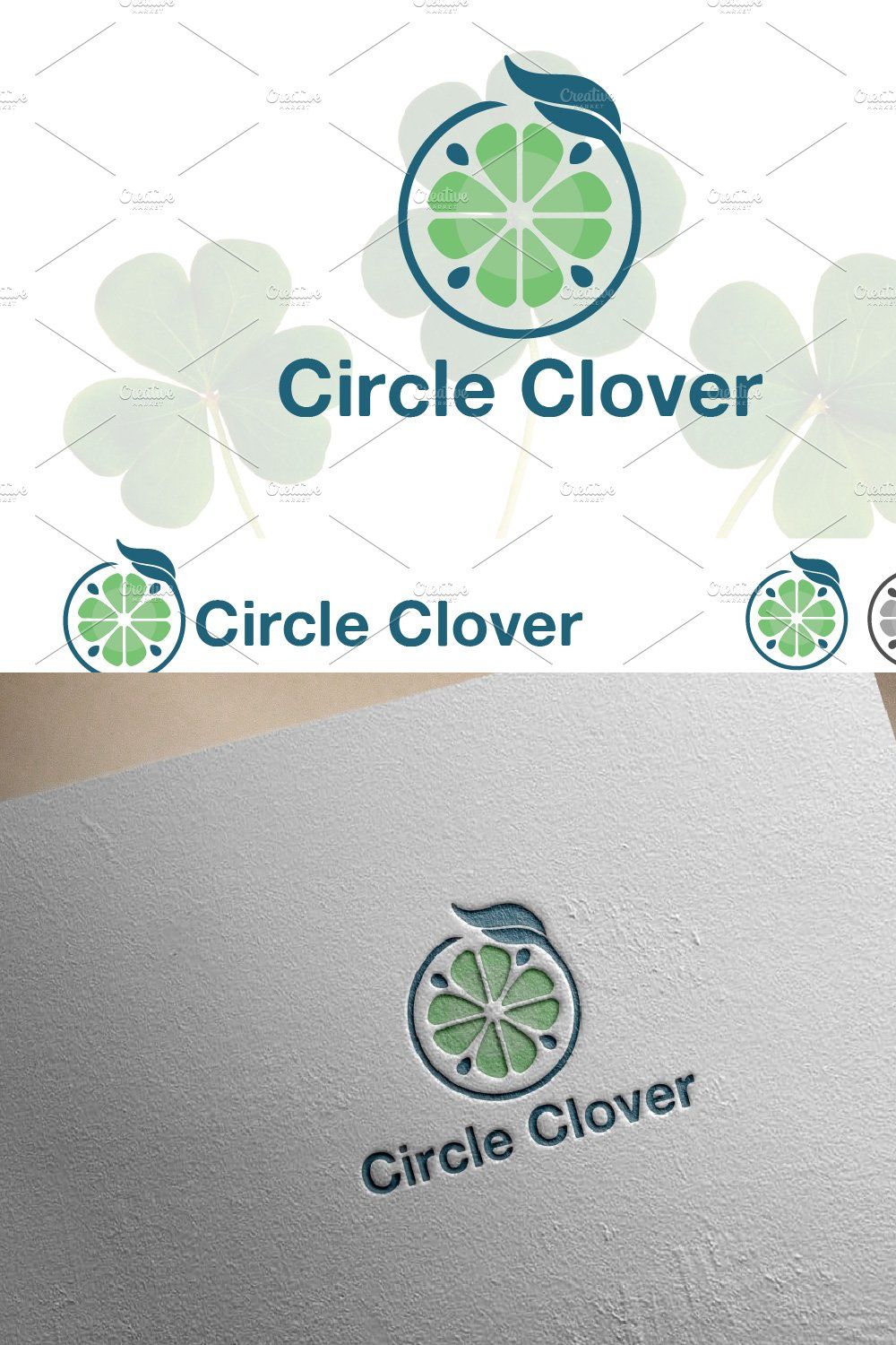 4 Leaf Clover Circle Logo pinterest preview image.