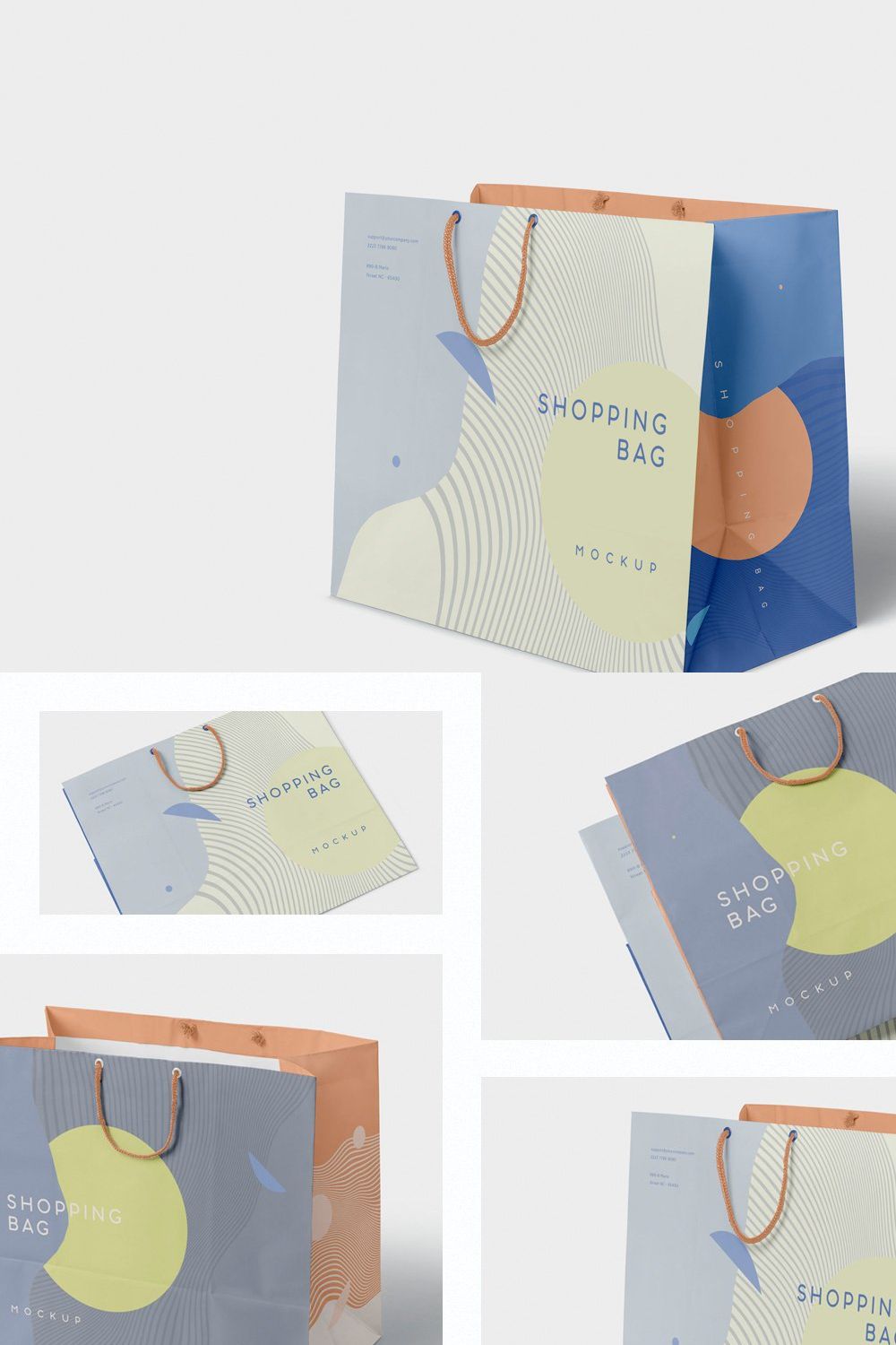 4 Paper Shopping Bag Mockups pinterest preview image.