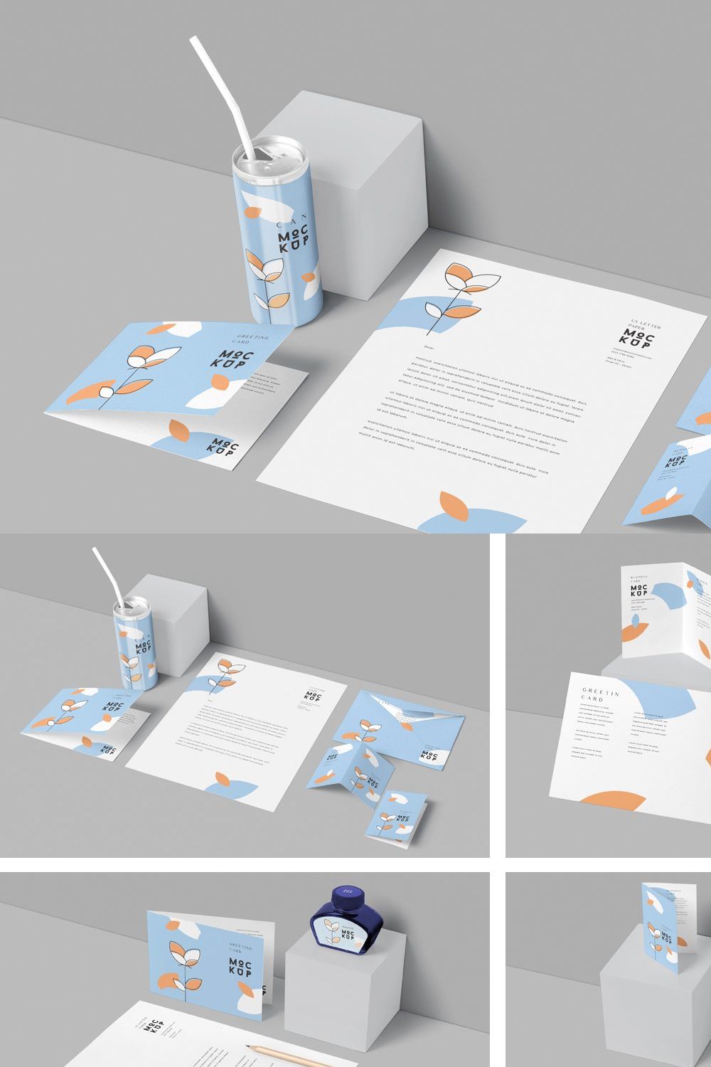 4 Stationery Mockup Scenes pinterest preview image.