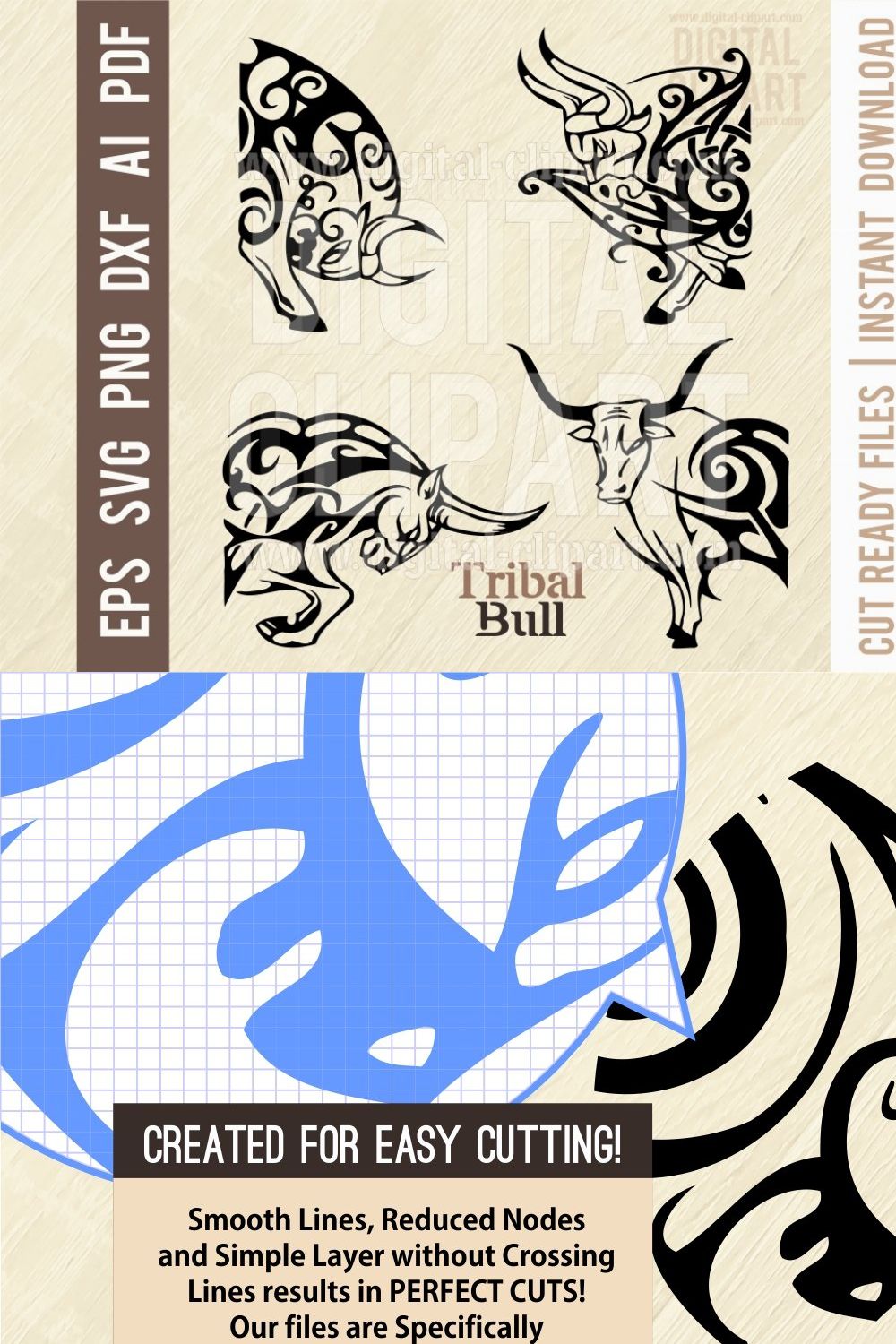 25 Tribal Bull SVG, Tribal Tattoo SVG Graphic by SignReadyDClipart ·  Creative Fabrica