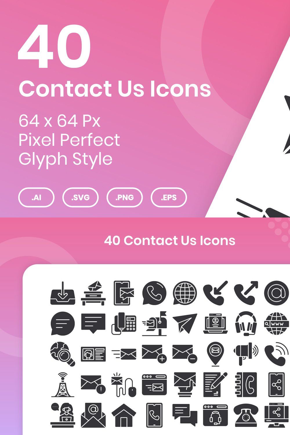 40 Contact Us - Glyph pinterest preview image.