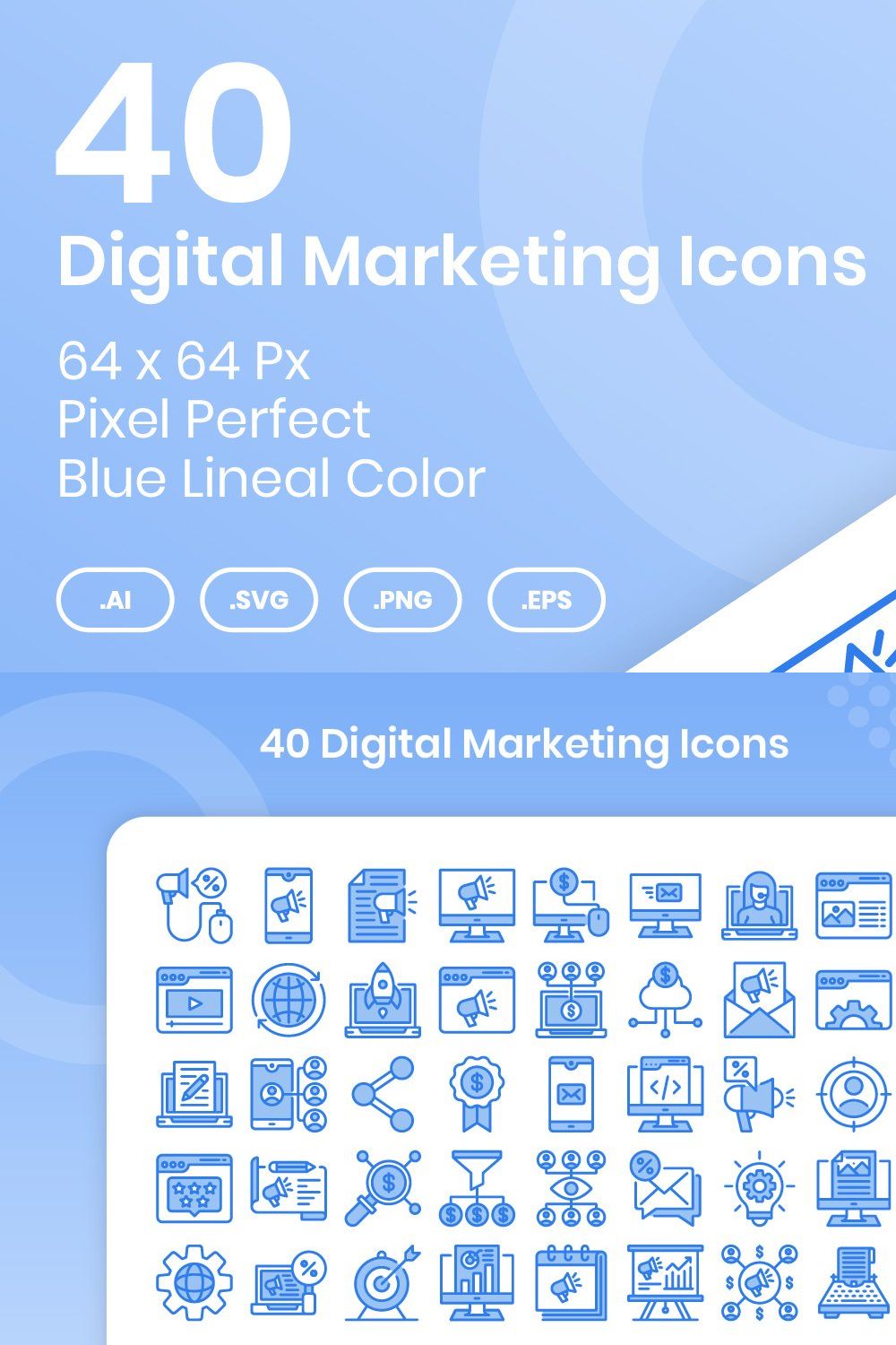 40 Digital Marketing - Lineal Color pinterest preview image.