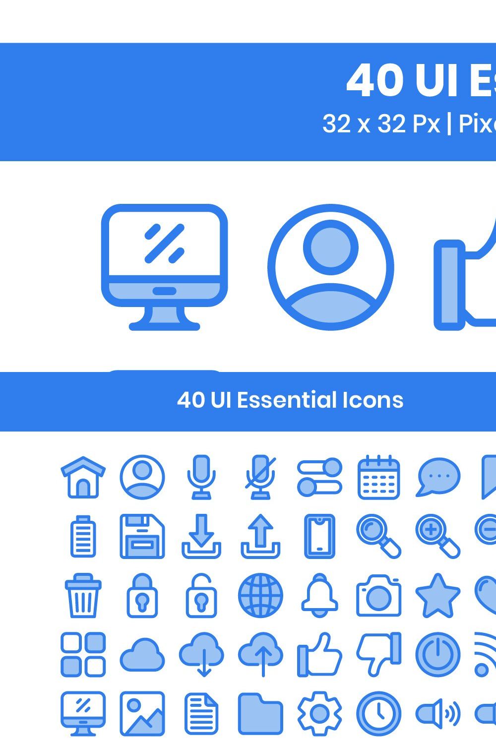 40 UI Essential - Lineal Color pinterest preview image.