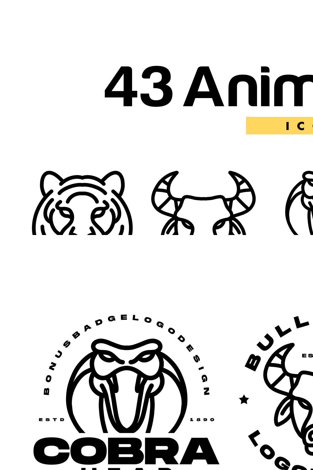 43 Animal Head Hand Drawn Vector pinterest preview image.