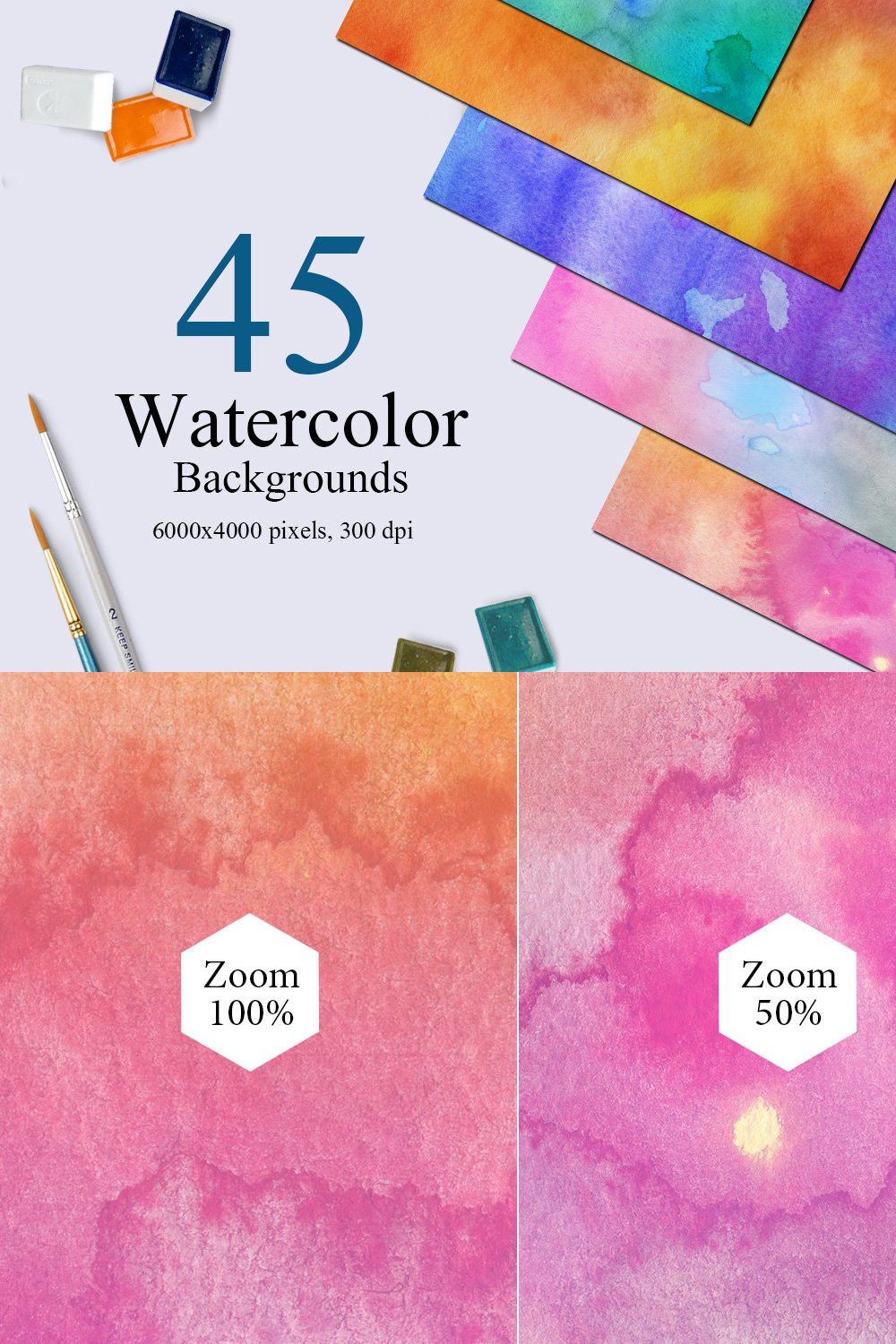 45 Rainbow Watercolor Backgrounds pinterest preview image.