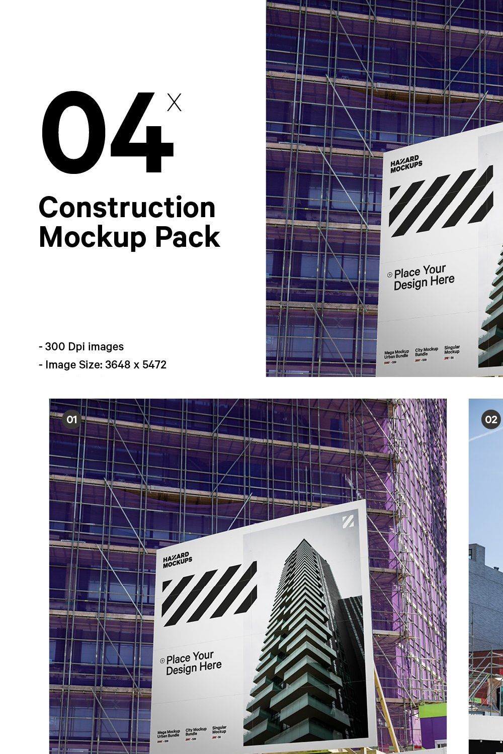 4x Construction Mockup Bundle Vol.2 pinterest preview image.