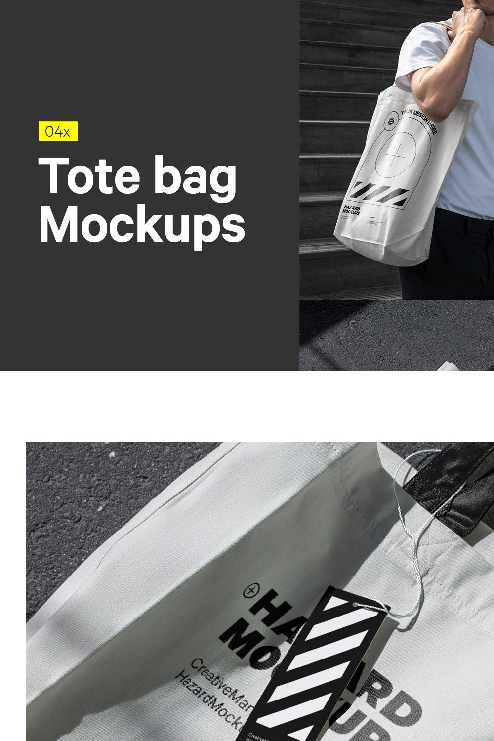 4x Tote Bag Mockup Bundle pinterest preview image.