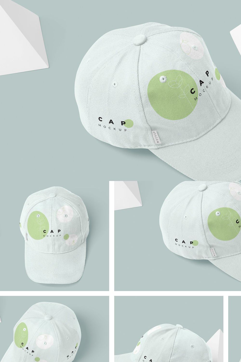 5 Baseball Cap Mockups pinterest preview image.