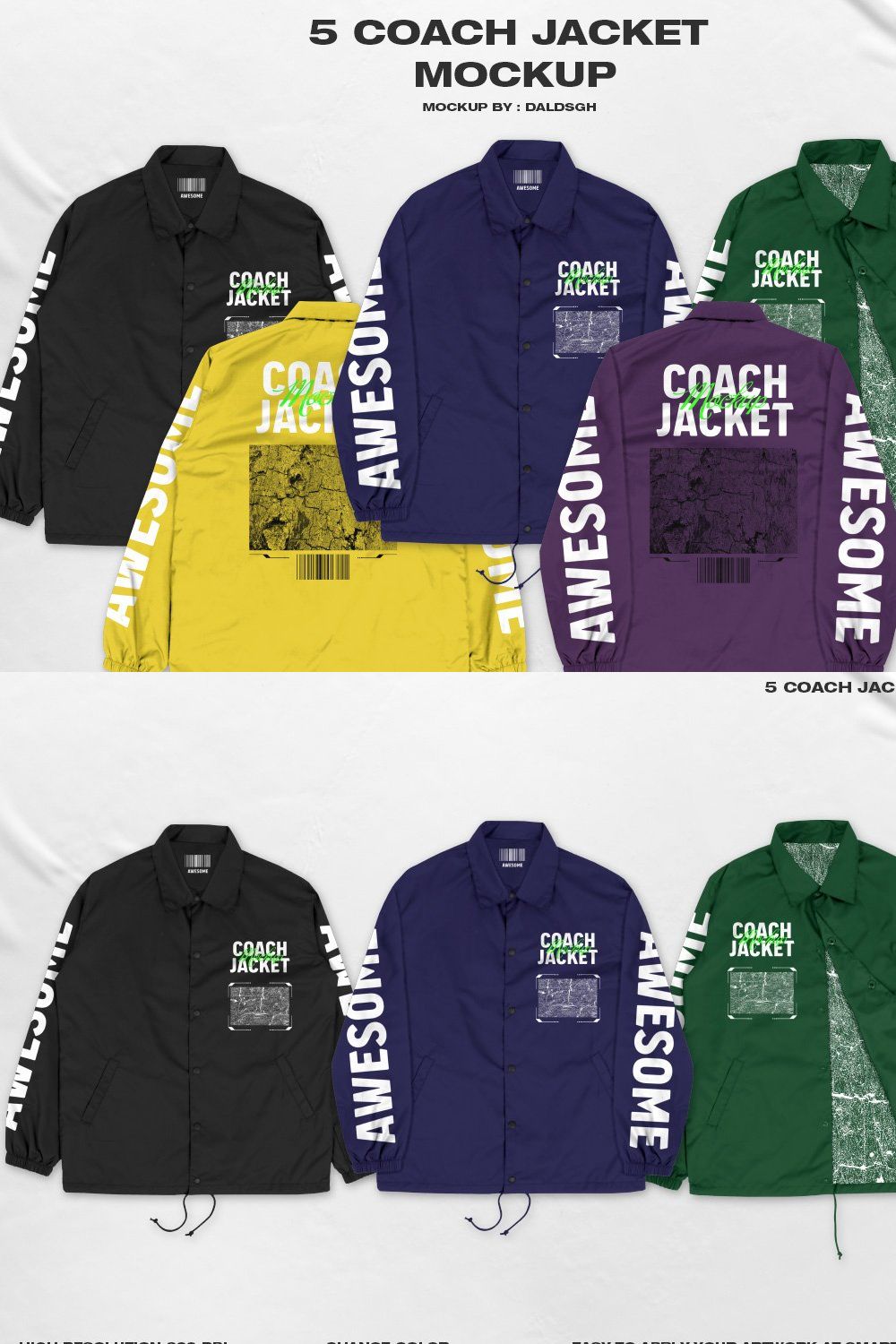 5 Coach Jacket - Mockup pinterest preview image.