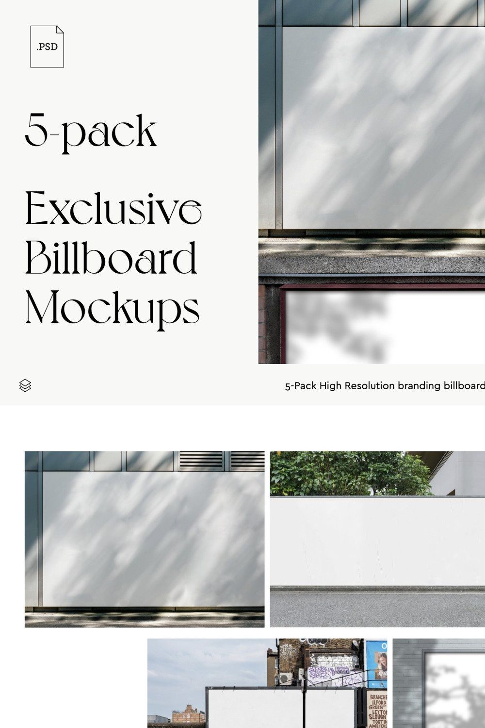 5-Pack Exclusive Billboard Mockups pinterest preview image.