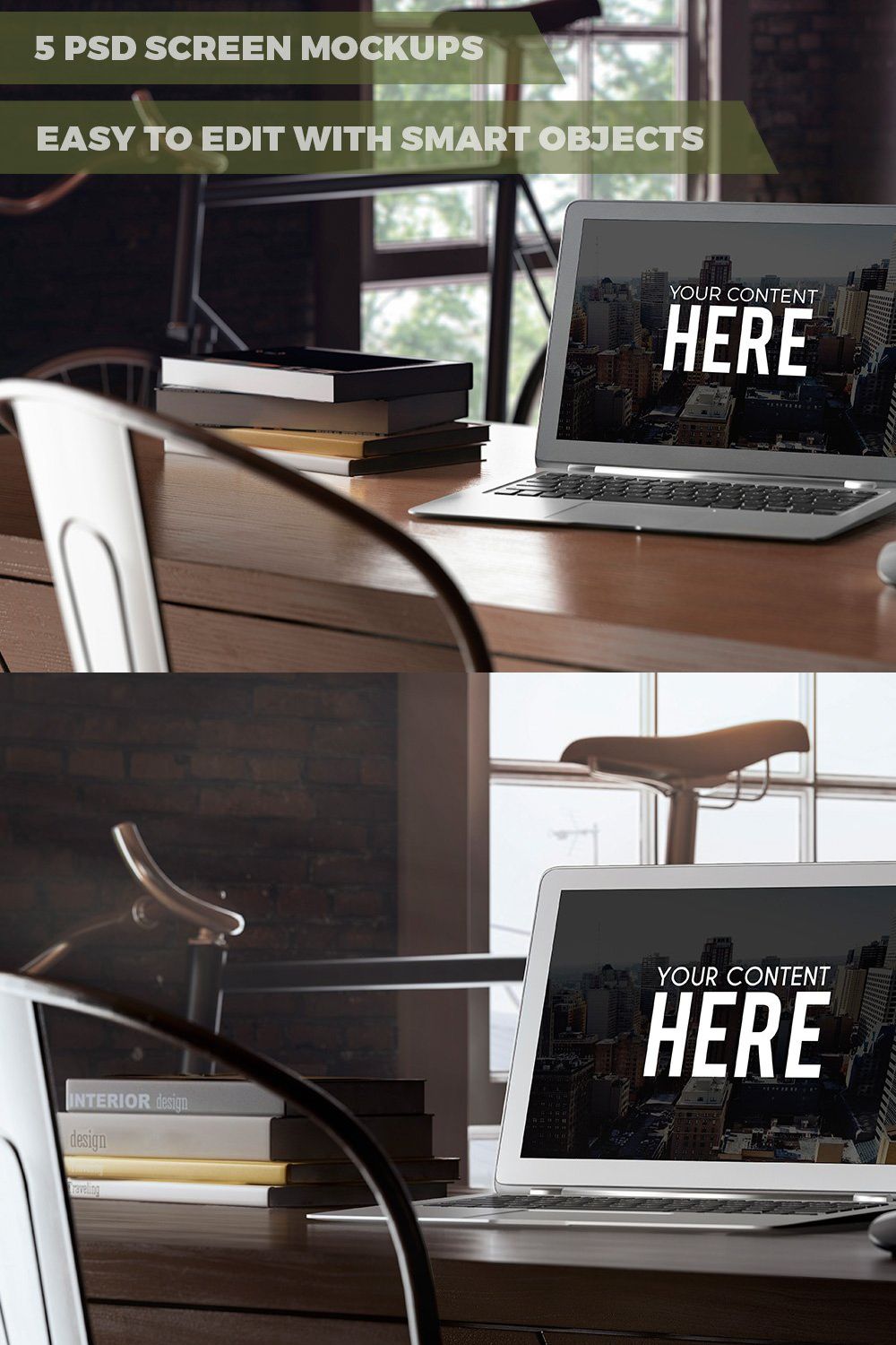 5 PSD screen mockups pinterest preview image.