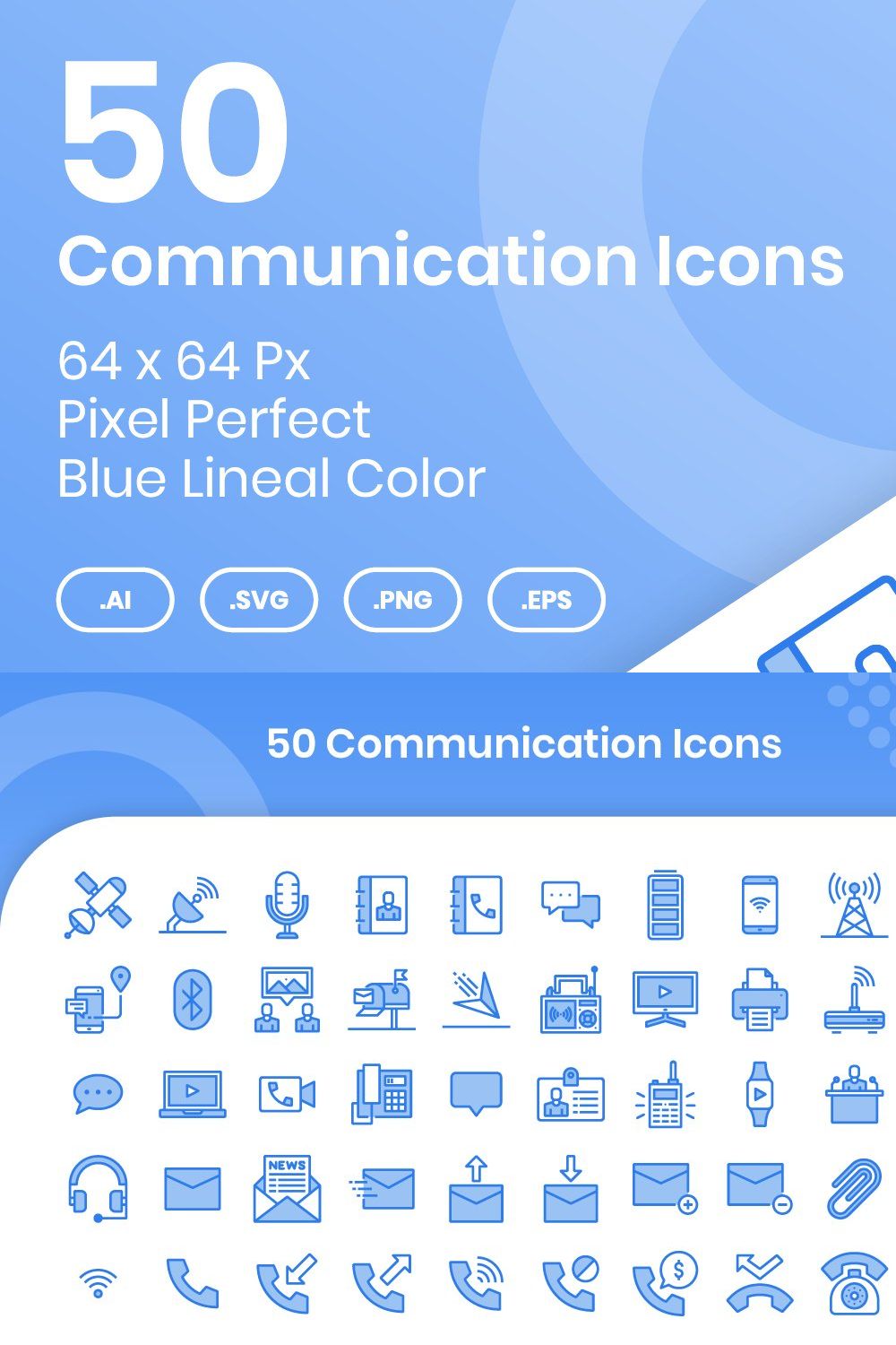 50 Communication - Lineal Color pinterest preview image.