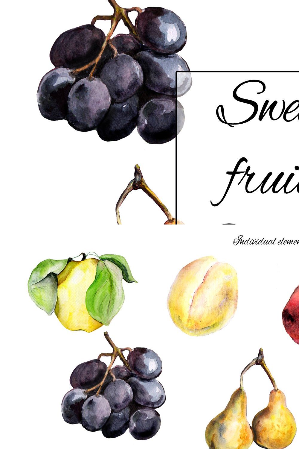 50% OFF - Watercolor fruits | Summer pinterest preview image.