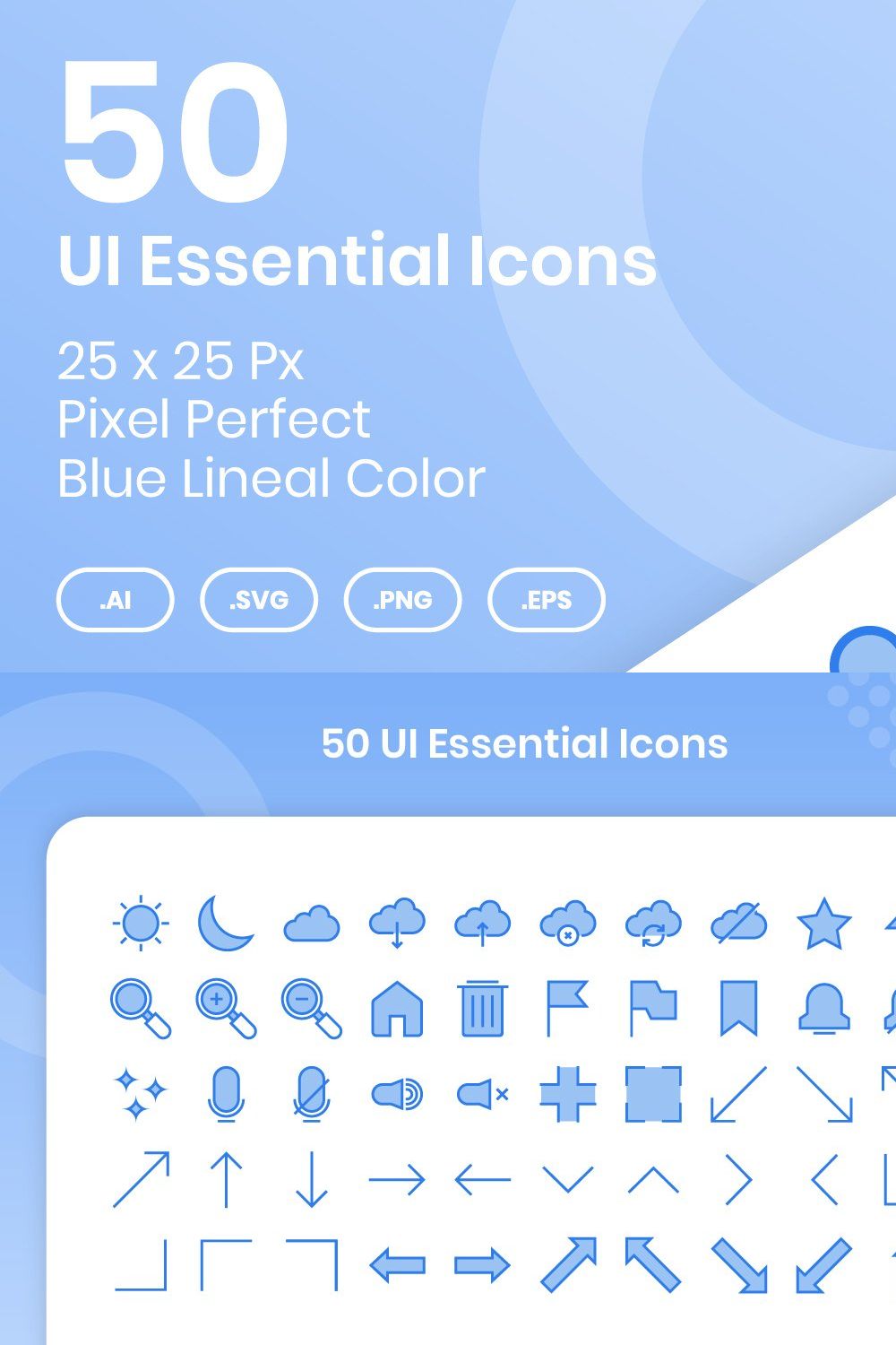 50 UI Essential - Lineal Color pinterest preview image.