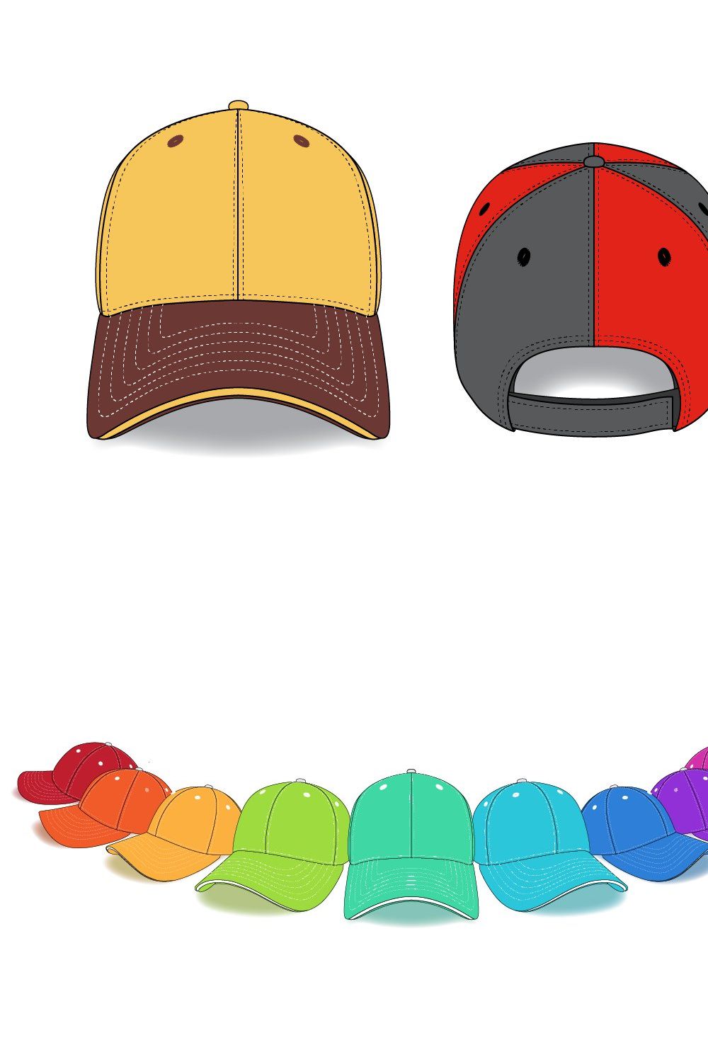 6 Panel Hat Mockups pinterest preview image.