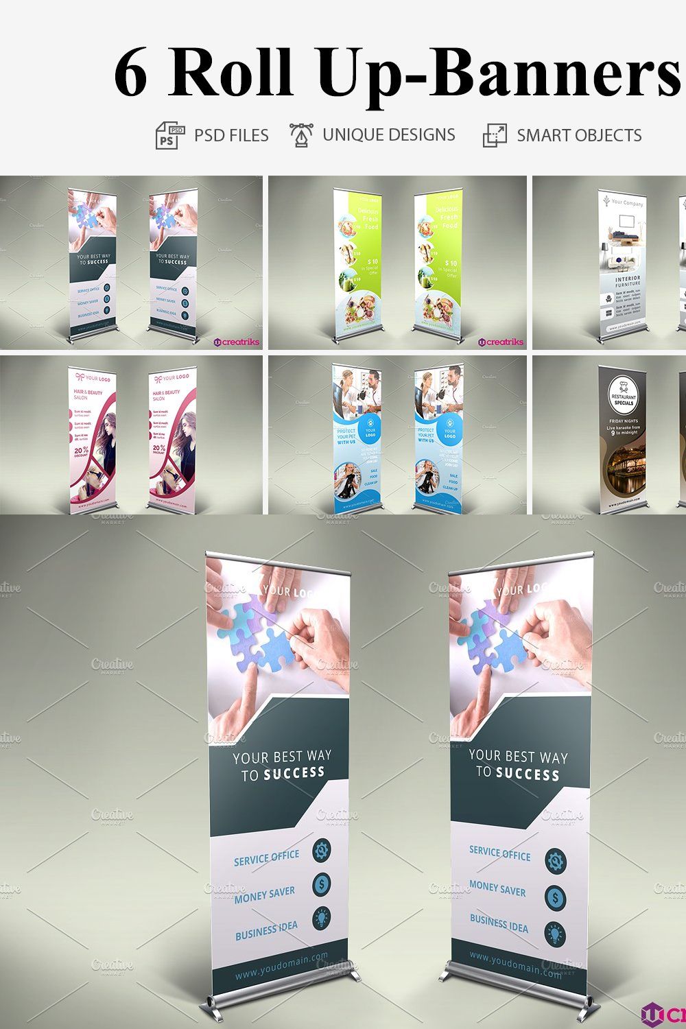 6 Roll Up Banners pinterest preview image.