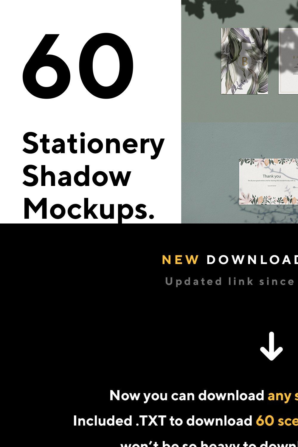 60 Stationery Mockup (Scene Creator) pinterest preview image.