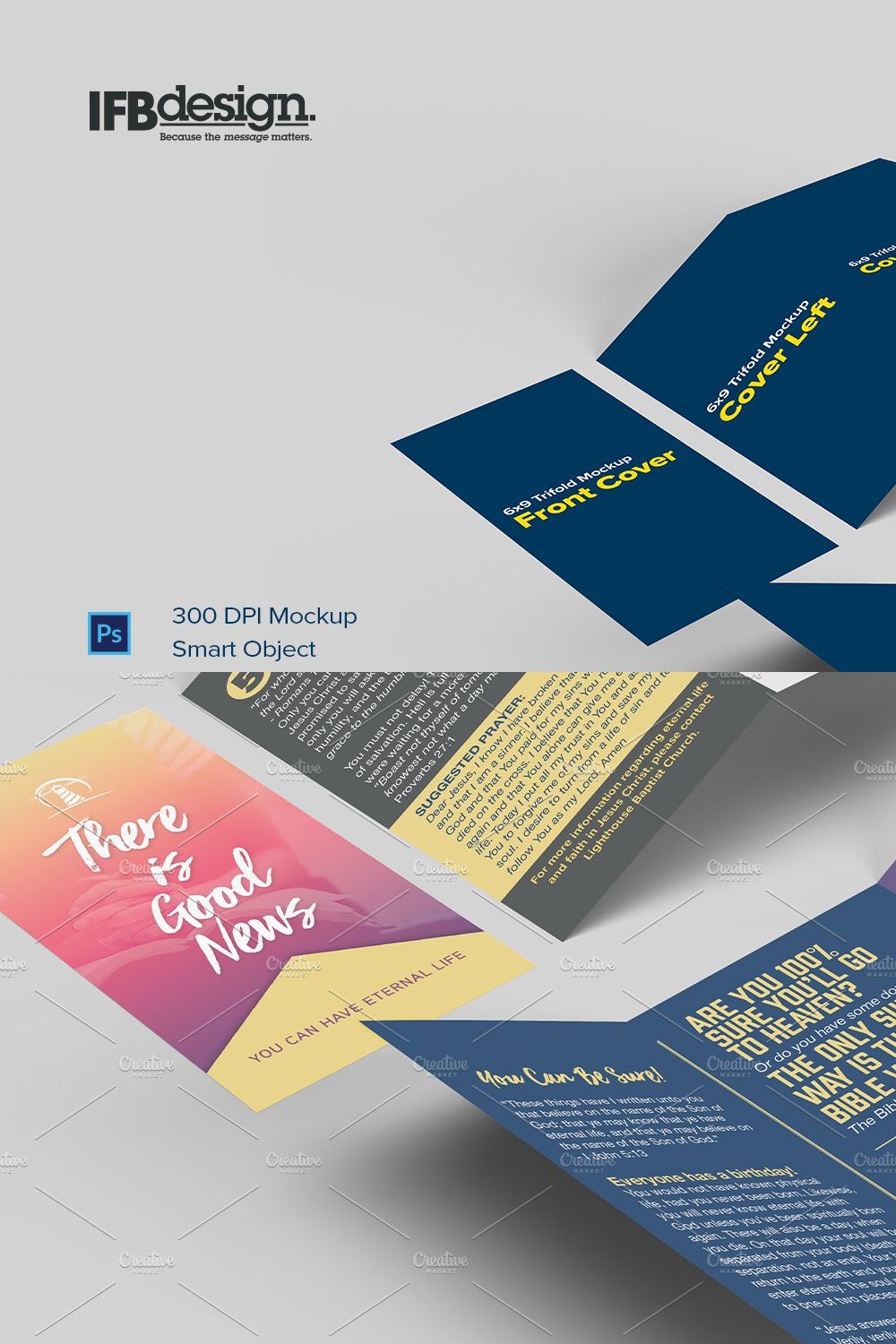 6x9 Trifold Brochure Mockup pinterest preview image.