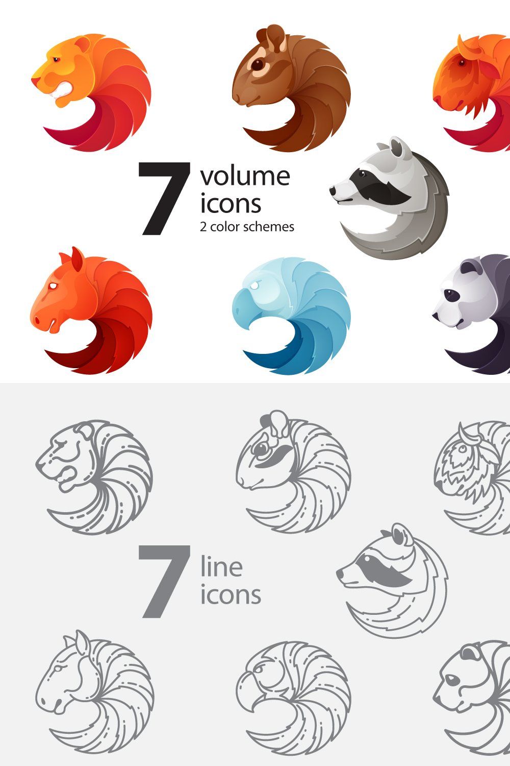 7 animals icons pinterest preview image.