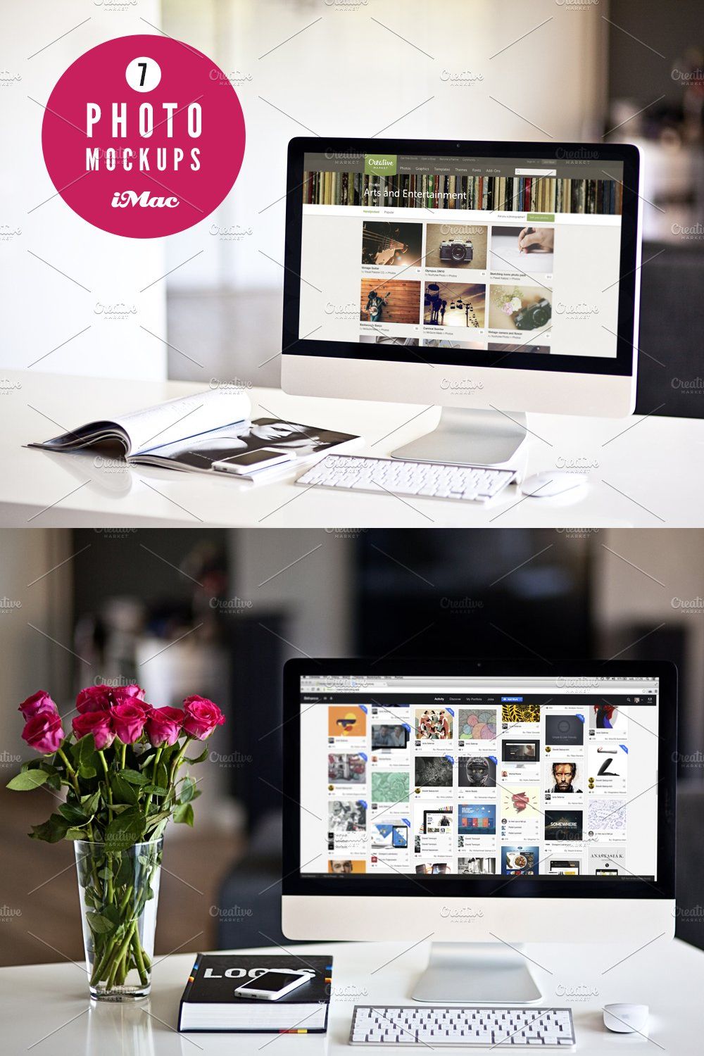 7 iMac photo mockups pinterest preview image.