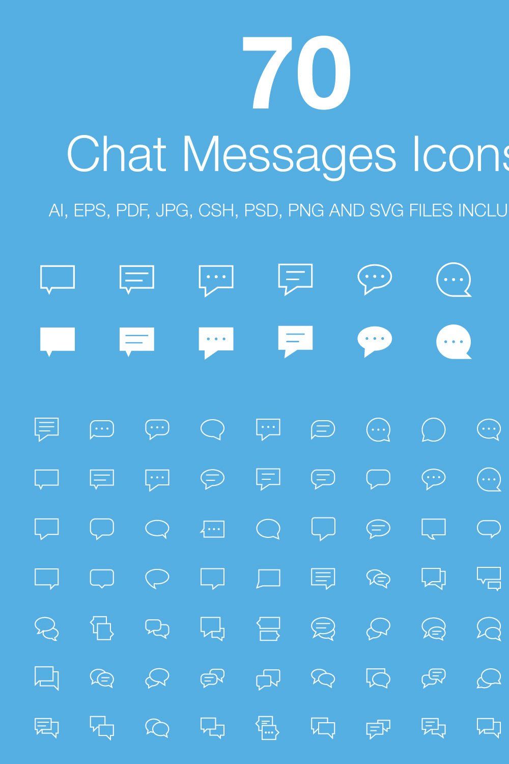 70 Chat Messages Icons pinterest preview image.