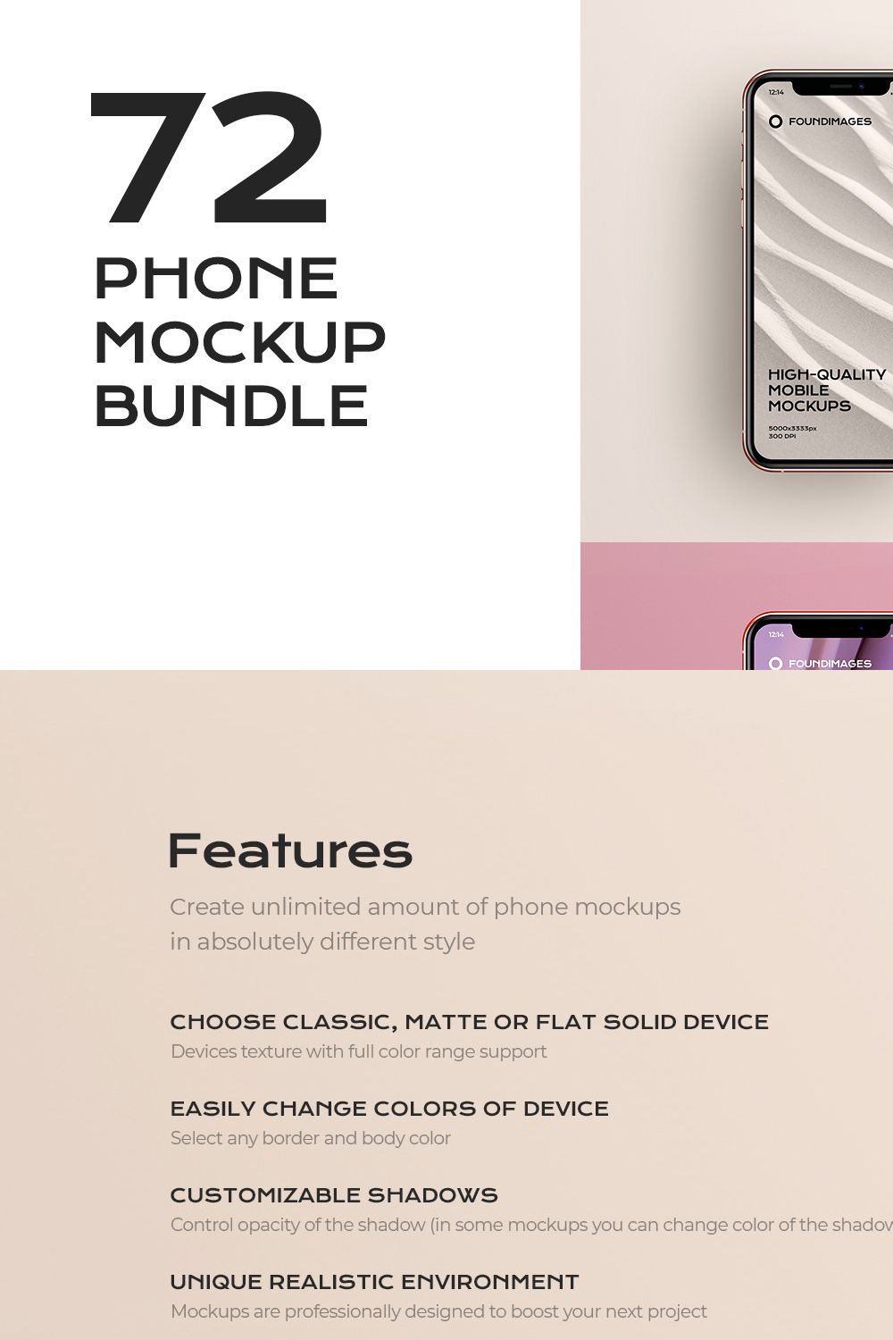 72 iphone device mockup bundle pinterest preview image.