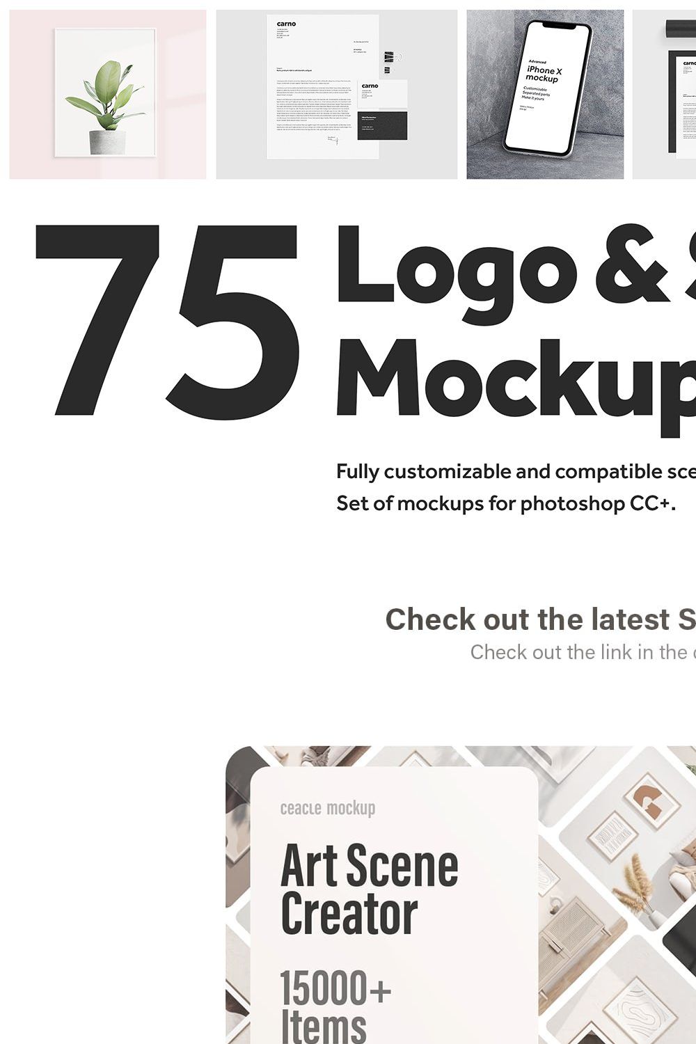 75 Logo and Scene Mockups pinterest preview image.
