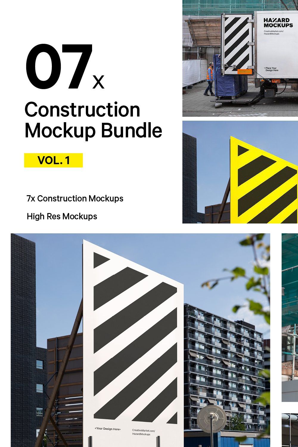 7x Construction Mockup Bundle Vol.1 pinterest preview image.