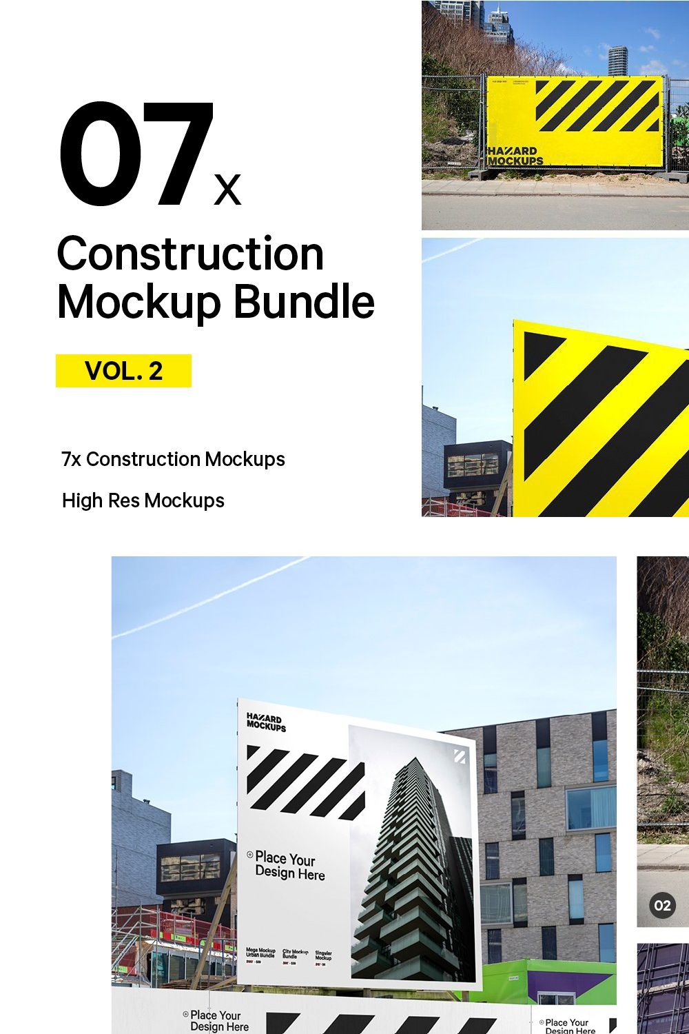 7x Construction Mockup Bundle Vol.2 pinterest preview image.
