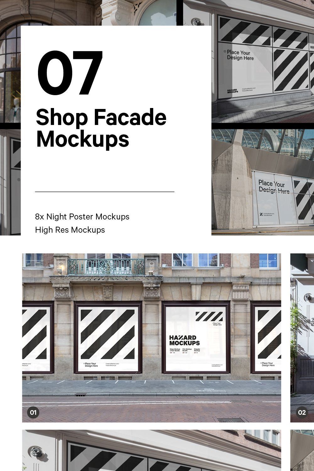 7x Shop Facade Mockup Bundle pinterest preview image.