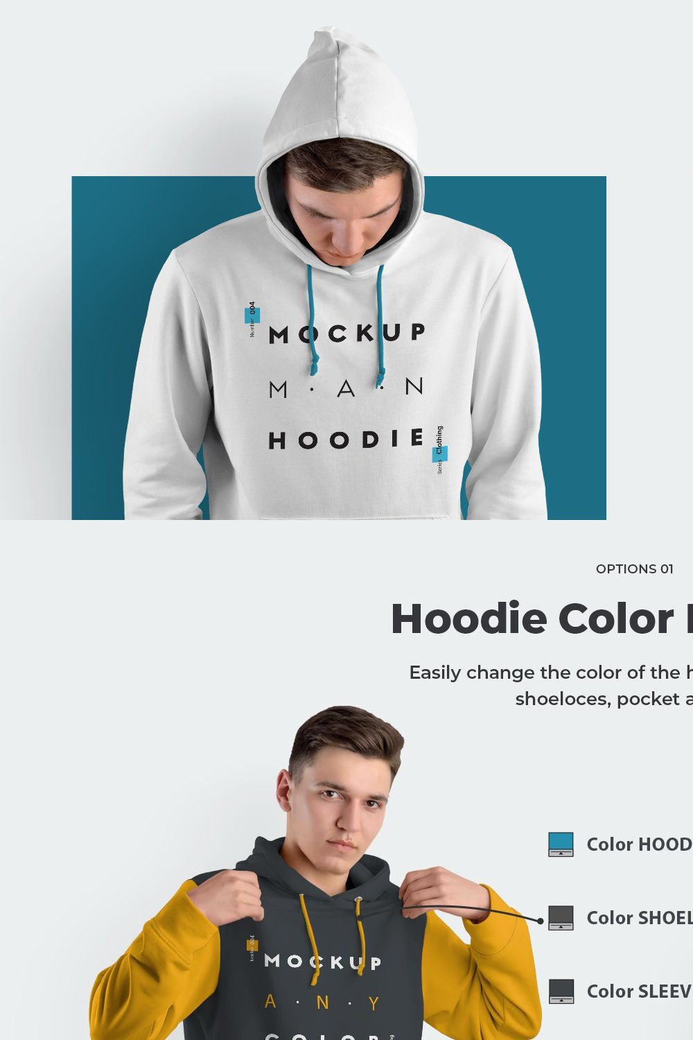 8 Men Hoodie Mockups pinterest preview image.