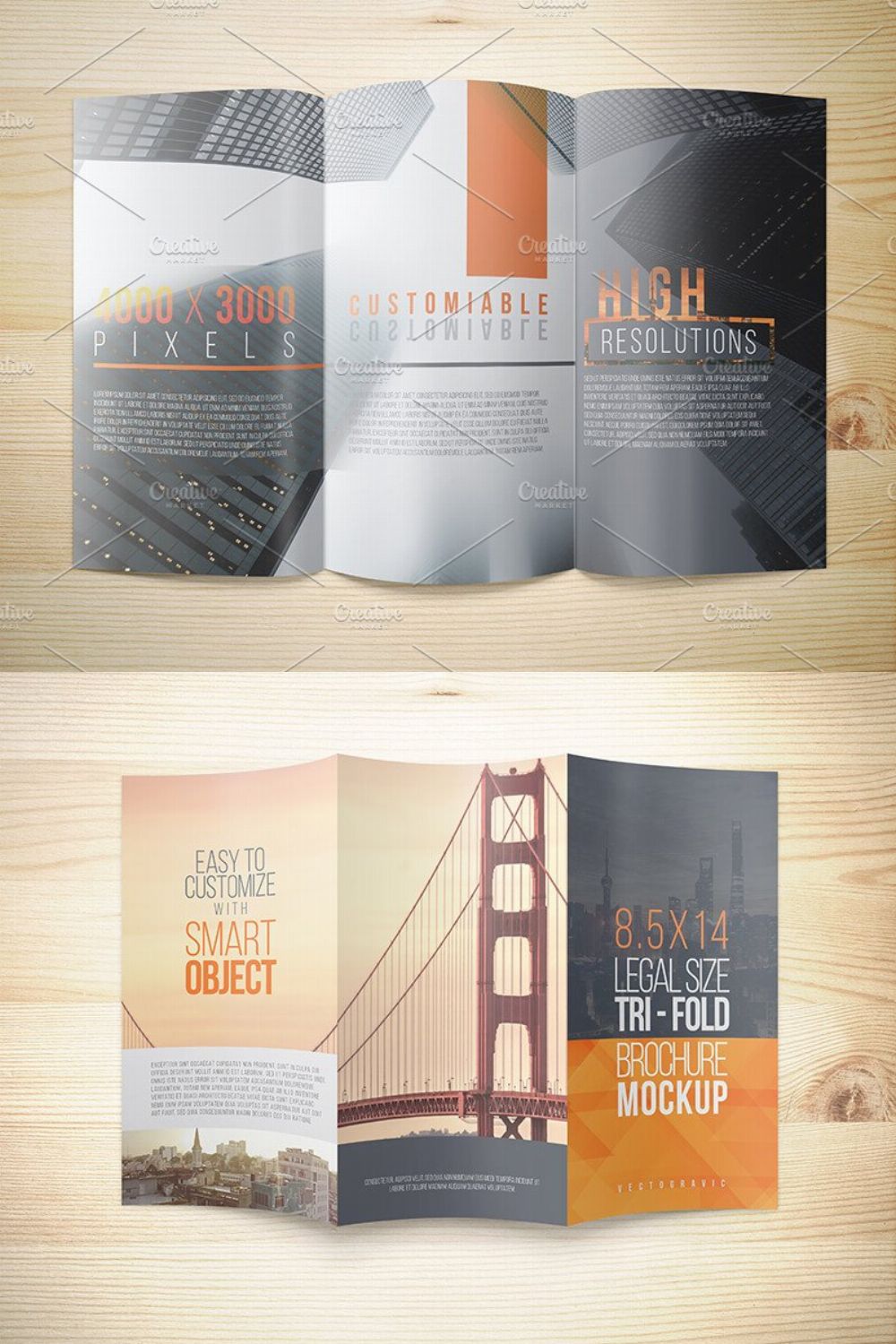 8.5x14 Legal Trifold Brochure Mockup pinterest preview image.