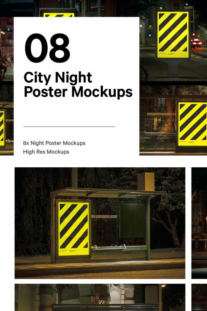 8x Night City Poster Mockup Bundle   MasterBundles