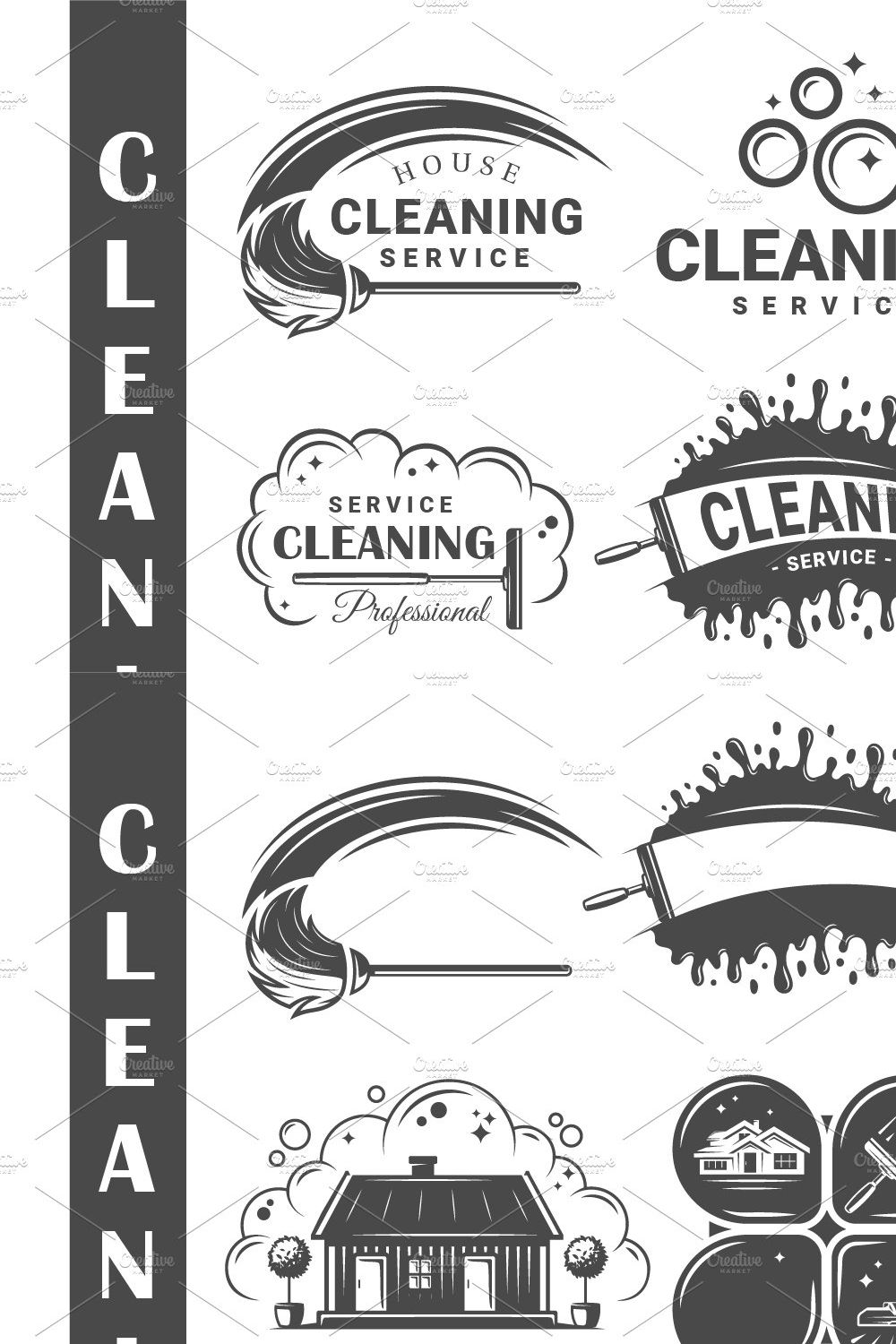 9 Cleaner Service Logos Templates 2 pinterest preview image.
