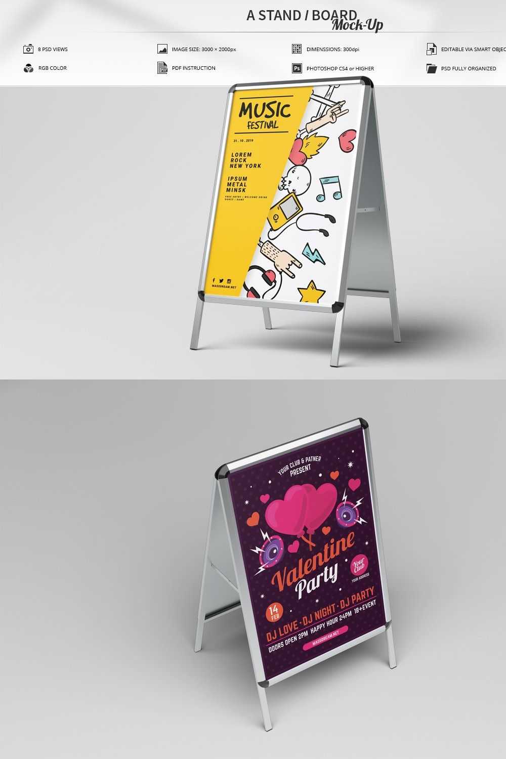 A Stand/ Board Mock-Up pinterest preview image.