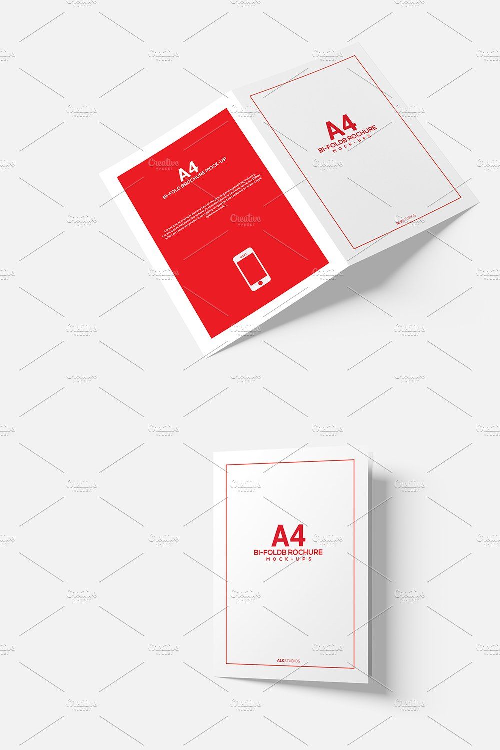 A4 A5 Bi-Fold Brochure Mock-Up pinterest preview image.