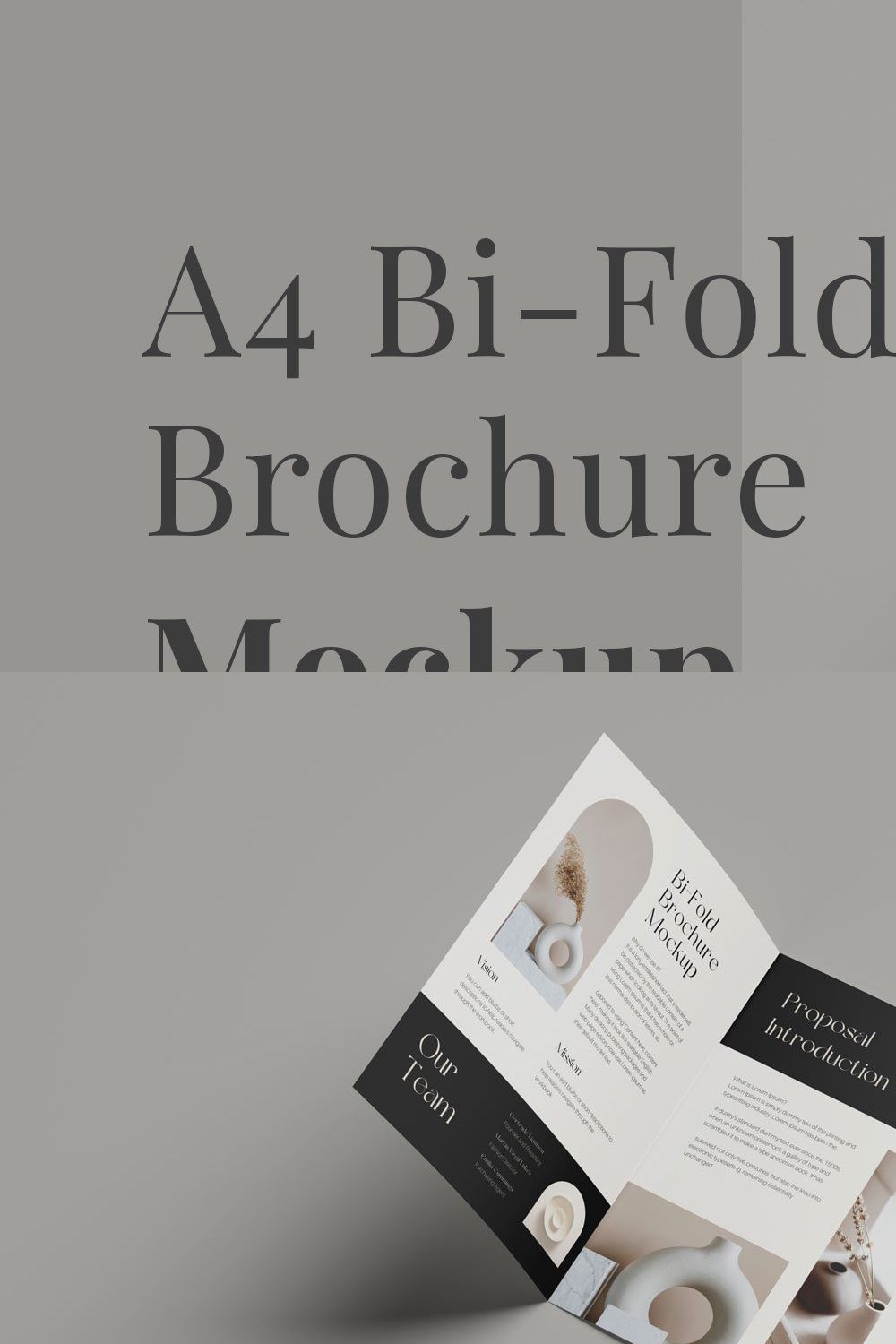 A4 Bi-Fold Brochure Mockup pinterest preview image.