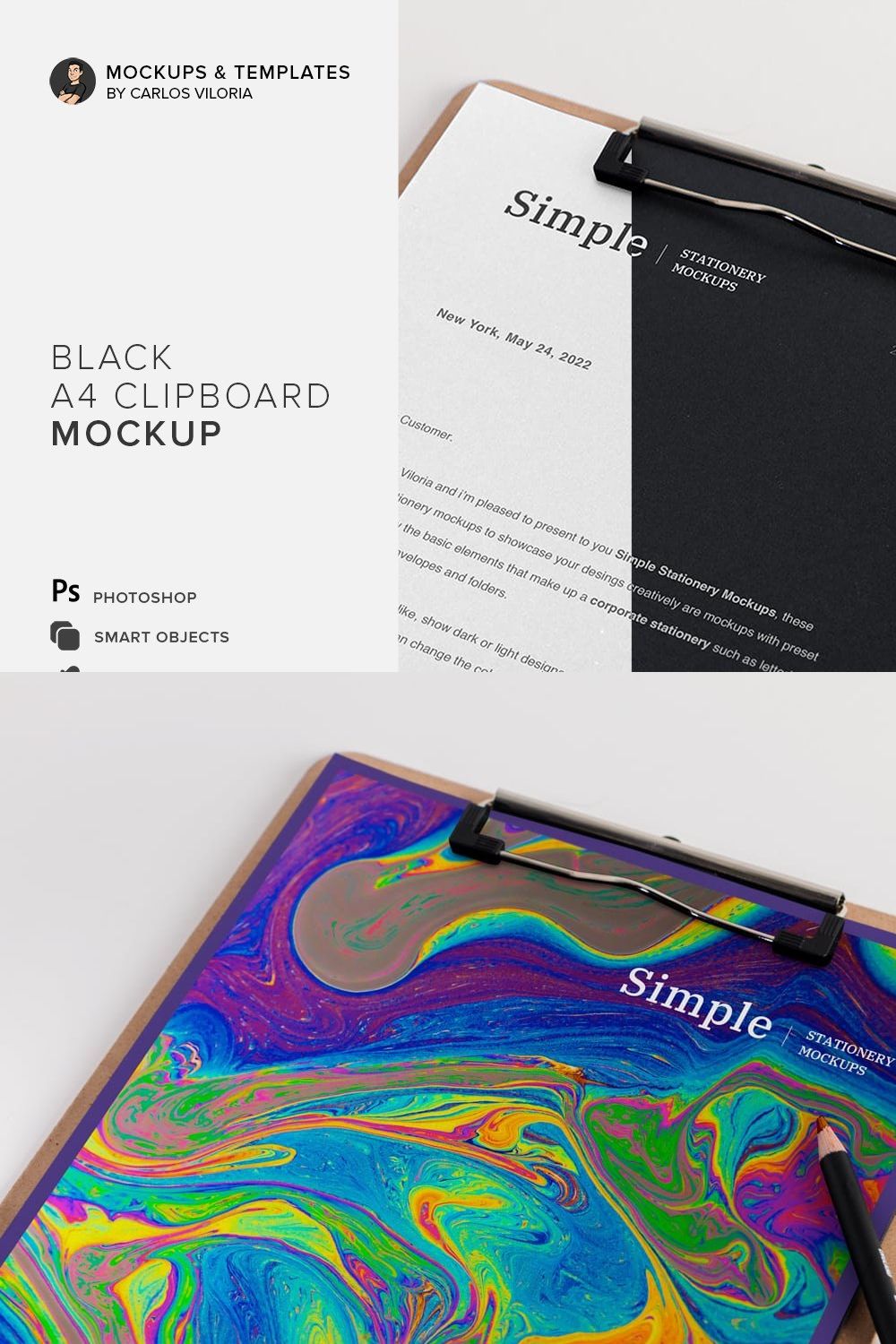 A4 Clipboard Mockup 01 pinterest preview image.