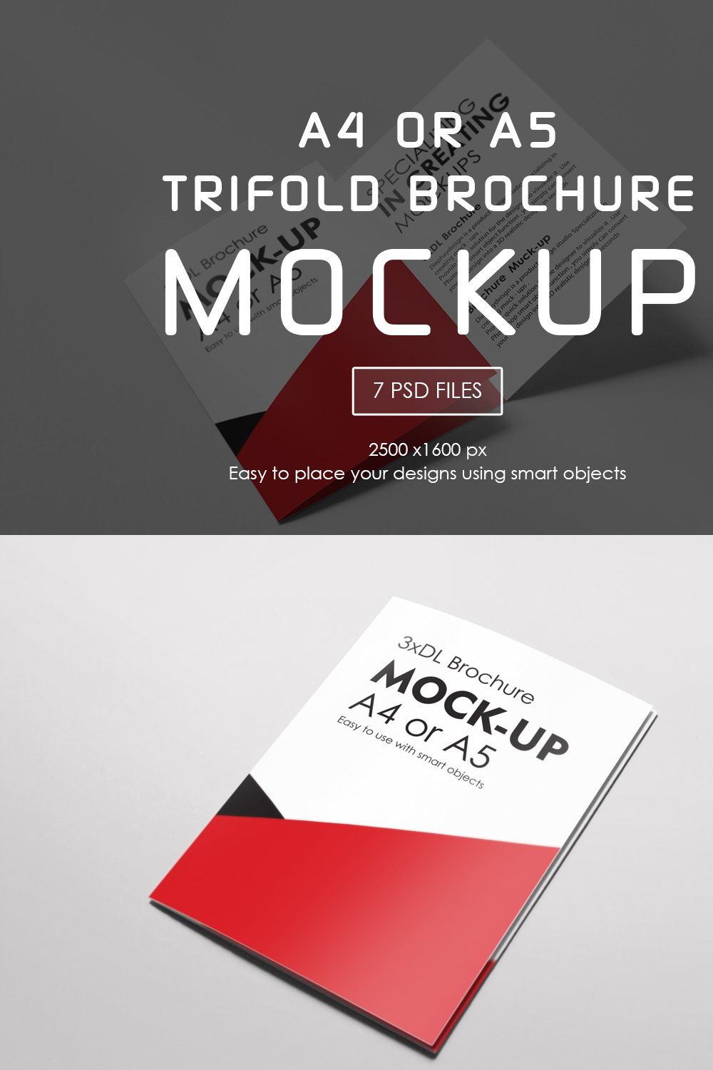 A4 or A5 Trifold Mockups pinterest preview image.