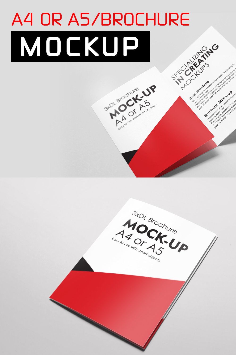 A4 or A5 Trifold Mockups pinterest preview image.
