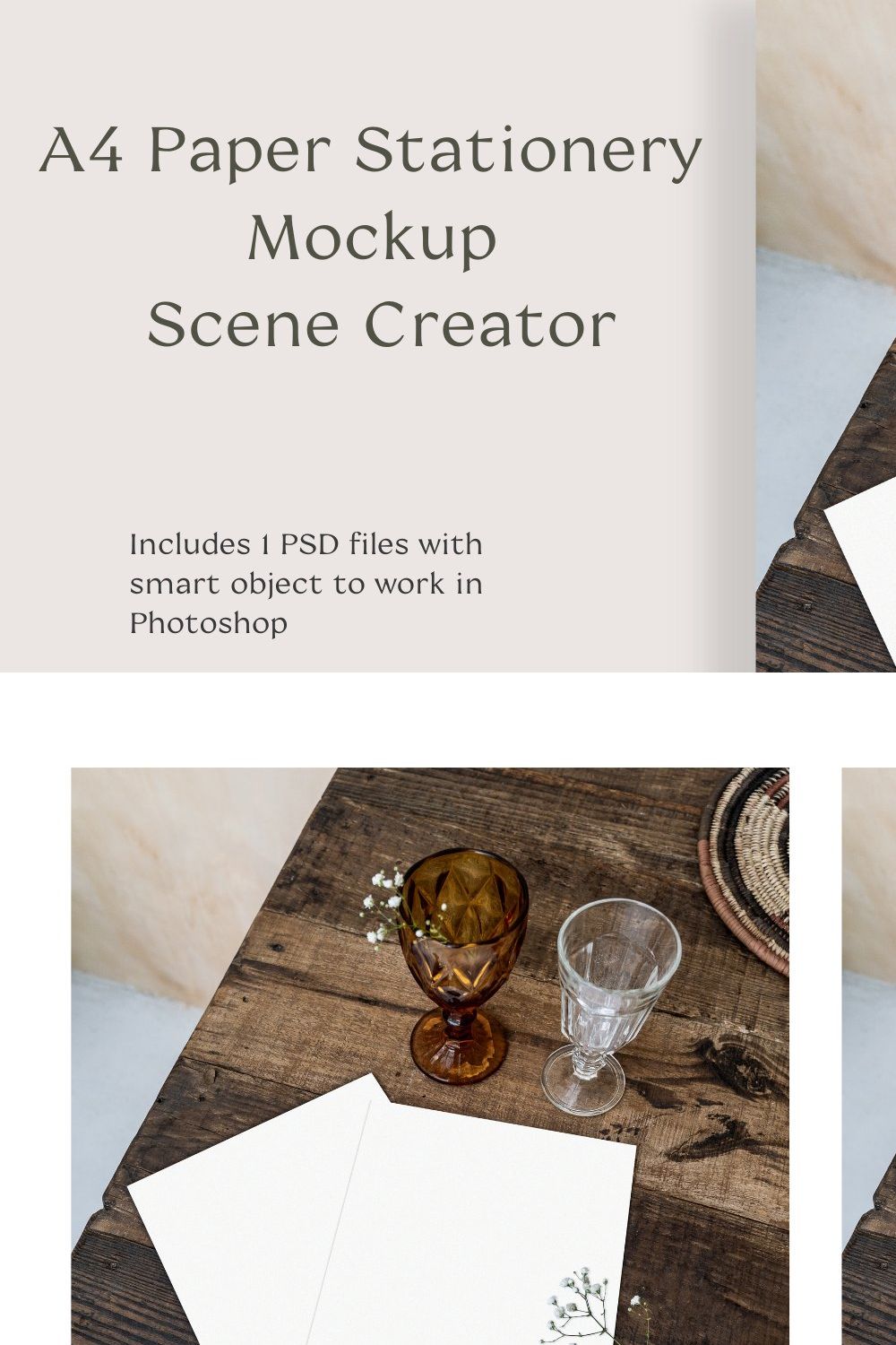 A4 Paper Mockup Scene Creator pinterest preview image.