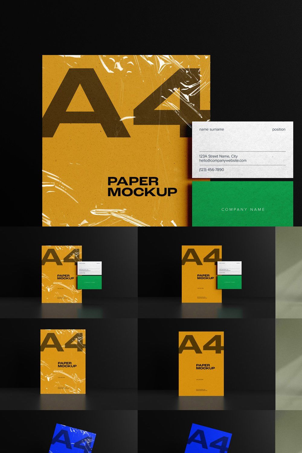 A4 Paper / Stationery Mockups pinterest preview image.
