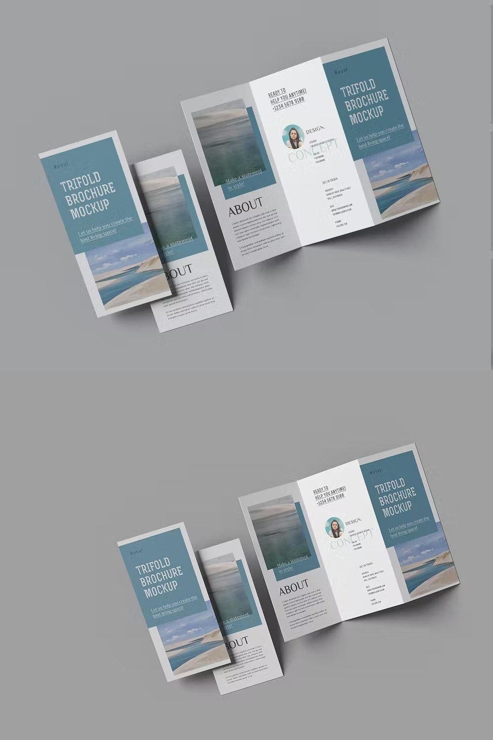 A4 Trifold Brochure Mockup pinterest preview image.