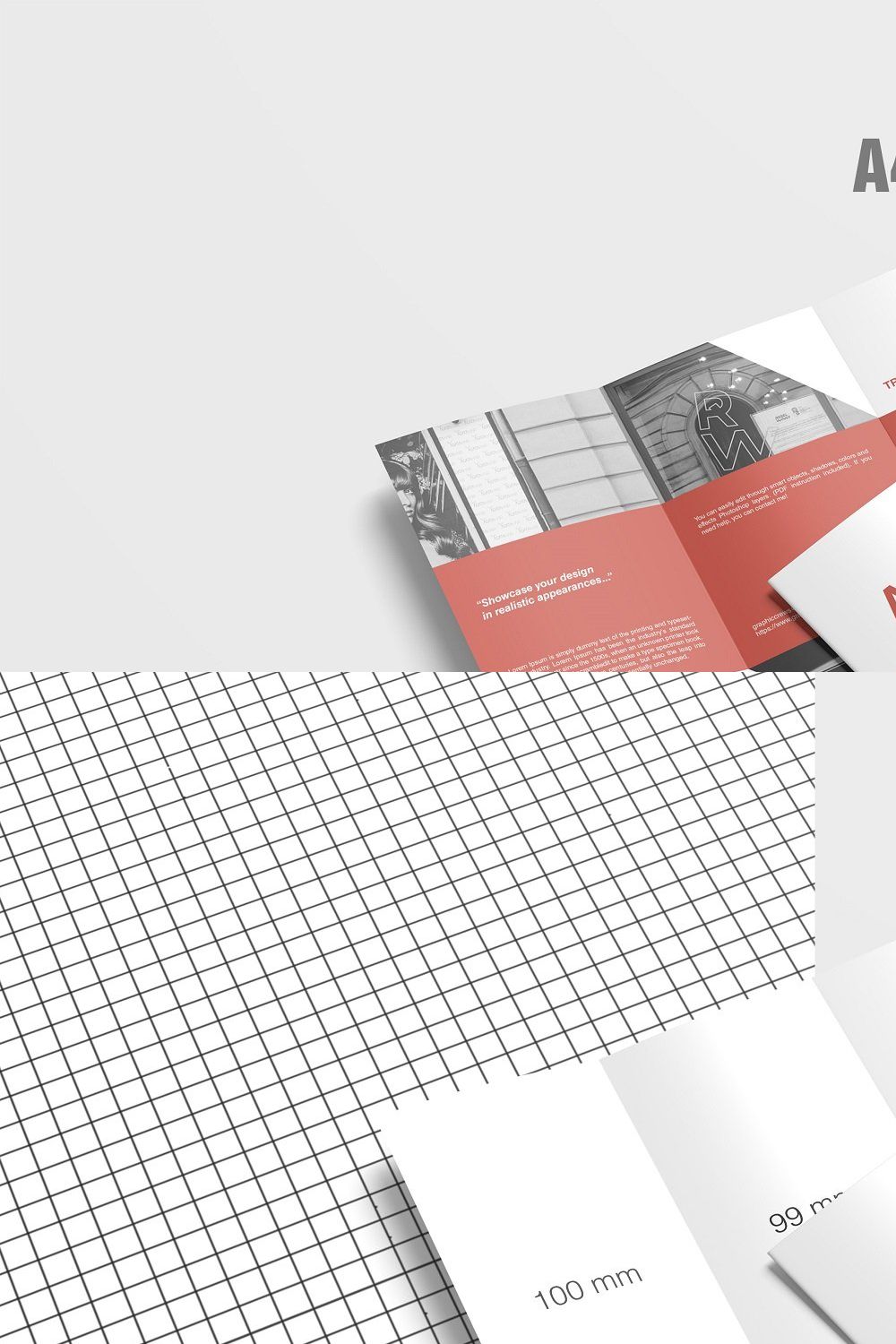 A4 Trifold Brochure Mockup pinterest preview image.