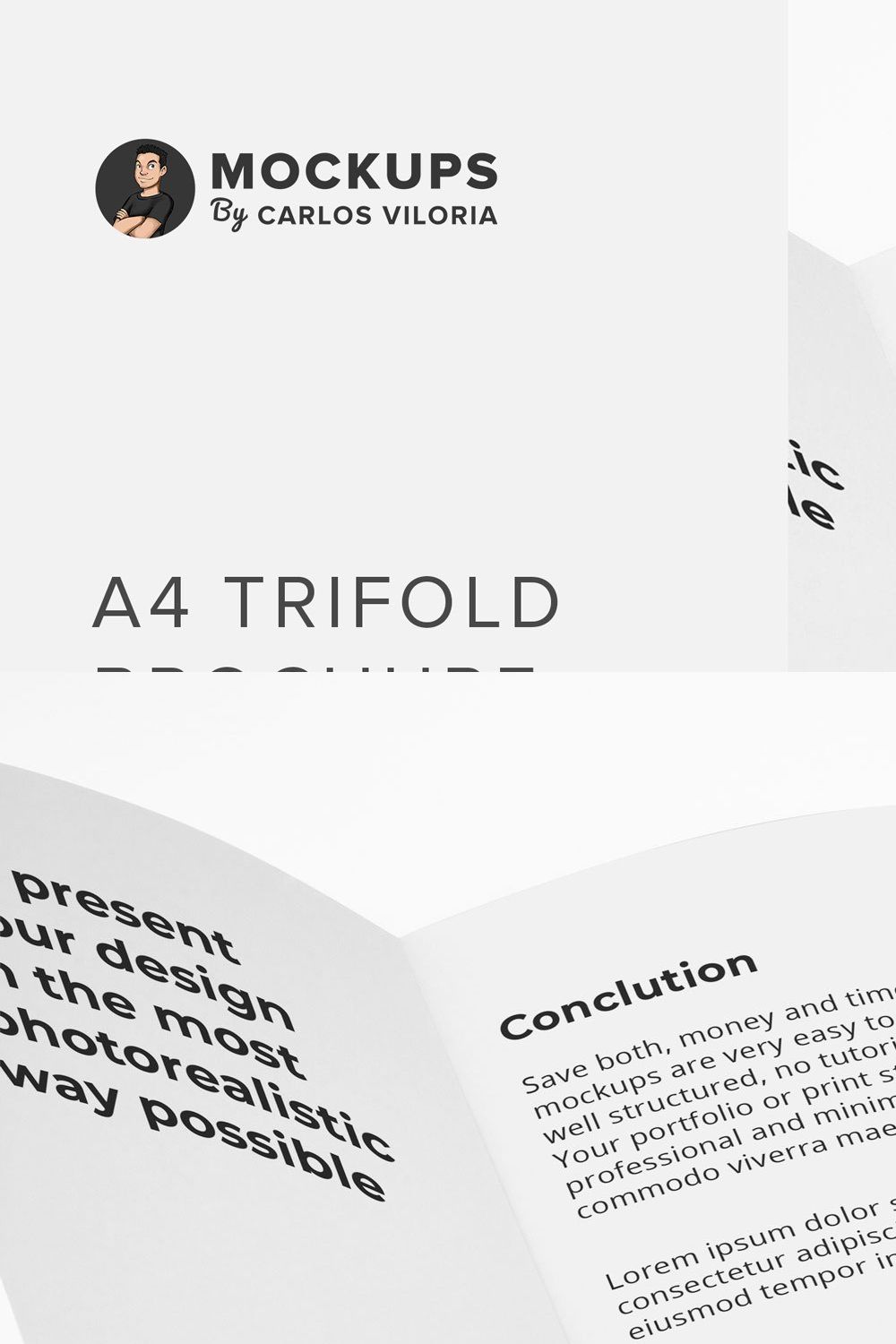 A4 Trifold Brochure Mockup pinterest preview image.