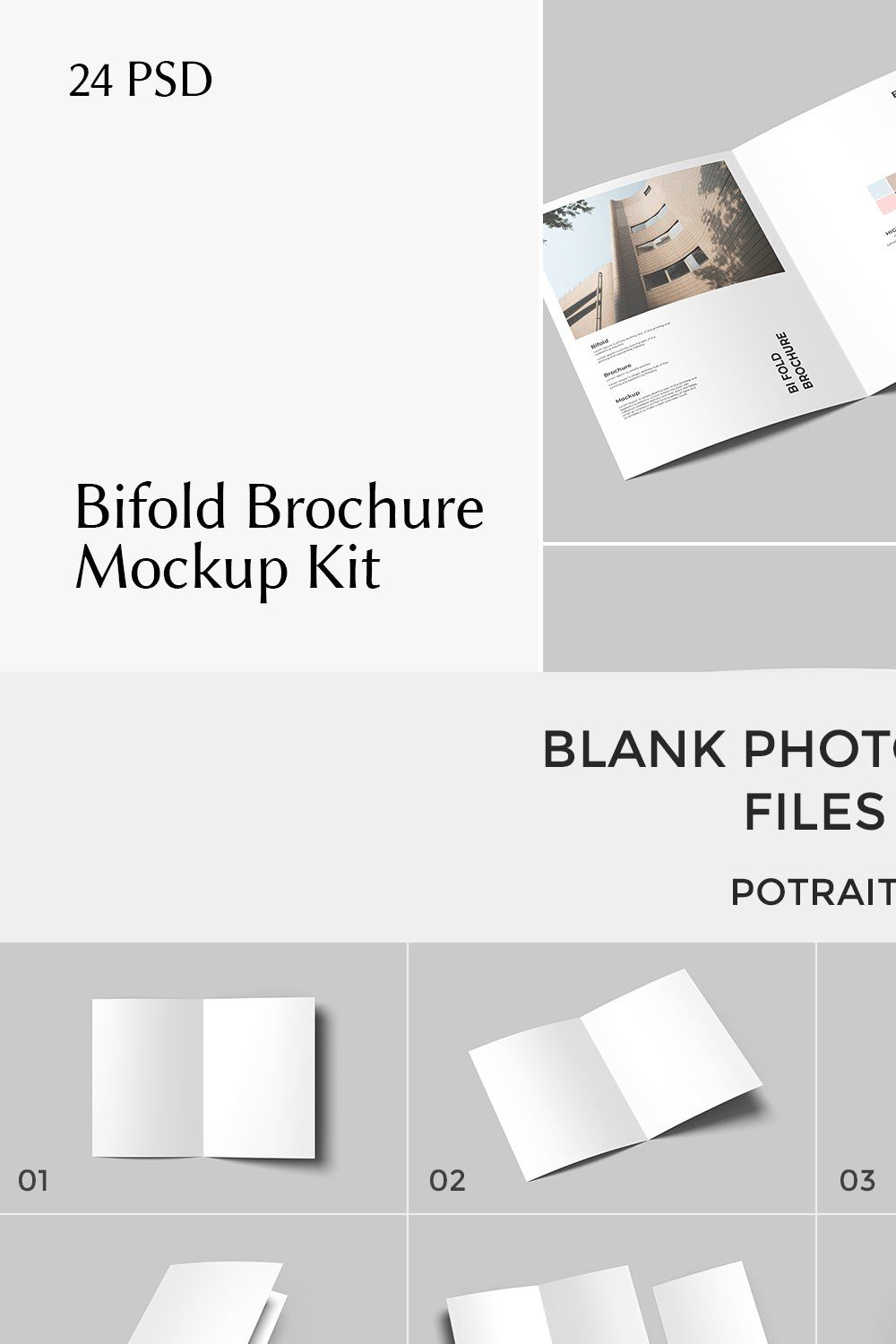 A5 Bifold Brochure Mockup Kit pinterest preview image.