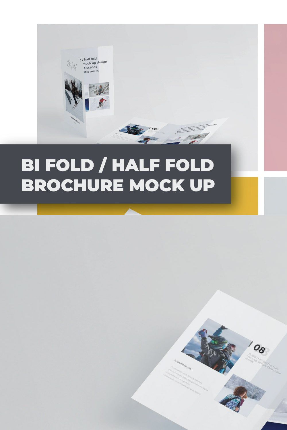 A5 Bifold/Half-Fold Brochure Mockup pinterest preview image.