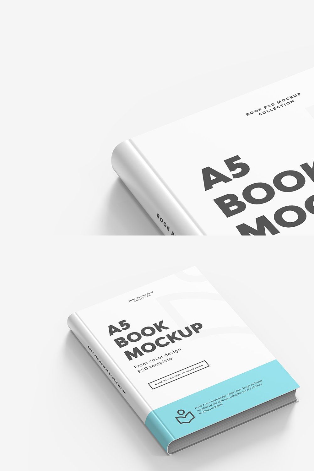 A5 Book Mockup pinterest preview image.